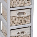 Wooden Storage Rack 3 Weaving Baskets White 240796