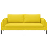 3-Seater Sofa Light Yellow 222 x 81 x 89 cm Fabric 42048638