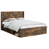 Bed Frame with Storage and Headboard Smoked Oak 120 x 200 cm 3413873