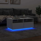Coffee Table with LED Lights White 90x49x40 cm 839833