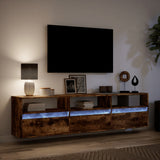 TV Wall Cabinet with LED Smoked Oak 180x31x45 cm 3307944