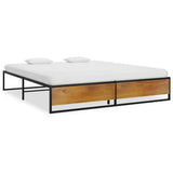 Bed Frame Durable Black Metal Bed Frame Rectangular Modern 324817