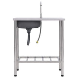Camping Sink Single Basin with Tap Stainless Steel 151213