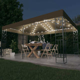 Gazebo with Double Roof&LED String Lights 3x4 m Taupe 3070313