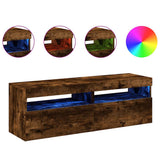 TV Cabinets 2 pcs with LED Lights Smoked Oak 60x35x40 cm 815679