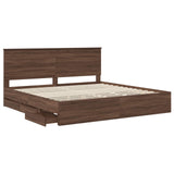 Bed Frame with Drawer Brown Oak 200 x 200 cm Engineer Wood 3411088