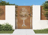 Garden Gate 100x200 cm Corten Steel Tree Design 153165