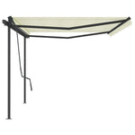 ZNTS Manual Retractable Awning with Posts 5x3.5 m Cream 3070257
