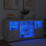 Sideboard with LED Lights Concrete Grey 142.5x37x67 cm 3209089