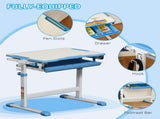 Kids Desk and Chair Set, Height Adjustable Student Writing Desk, Children School Study Table with T3398P347709