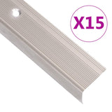 Stair Nosings in L-shape 15 pcs Aluminium 90 cm Champagne 146752