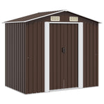 Garden Storage Shed Brown 204x132x186 cm Steel 47029