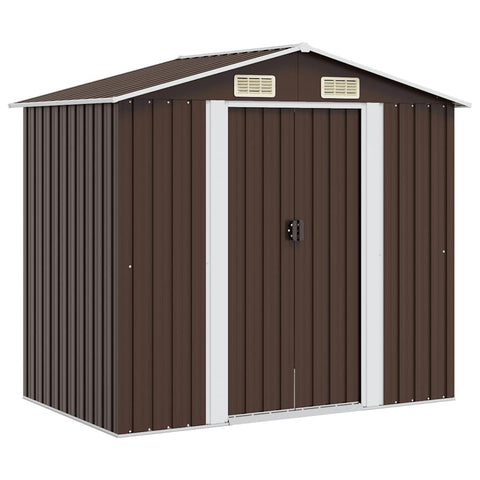 Garden Storage Shed Brown 204x132x186 cm Steel 47029