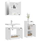 3 Piece Bathroom Cabinet Set White Engineered Wood 3115868
