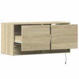 TV Wall Cabinet with LED Lights Sonoma Oak 80x31x35 cm 852357