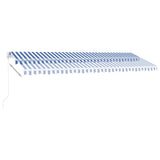 ZNTS Manual Retractable Awning with LED 500x300 cm Blue and White 3069581