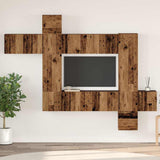 TV Cabinet Set Wall-mounted 10 pcs Old Wood Engineered Wood 3393243