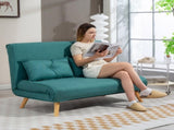 Two-Seater Linen-Look Sofa Bed - Green T3398P377859
