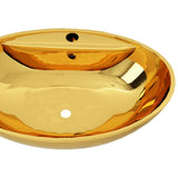 Wash Basin with Overflow 58.5x39x21 cm Ceramic Gold 143476