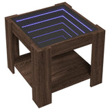 Coffee Table with LED Brown Oak 53x53x45 cm Engineered Wood 847545