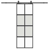 Sliding Door with Hardware Set Black 76x205 cm Tempered Glass 3375972