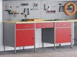 Work Cabinet 3 pcs Red and Grey Engineered Wood and Steel 3321375