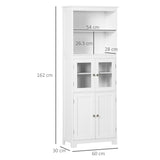 Freestanding Kitchen Cupboard, 4-Door Storage Cabinet with Adjustable Shelf and Glass Doors for T3398P344762