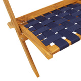 Folding Garden Chairs 2 pcs with Table Dark Blue Solid Wood 3214221