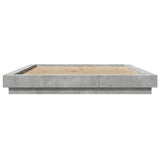 ZNTS Bed Frame with LED Lights without Mattress Concrete Grey 150x200cm 3281094