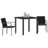 Garden Dining Set 3 pcs Black and Grey PE Rattan 3379051