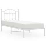 Metal Bed Frame without Mattress with Headboard White 90x200cm 353481