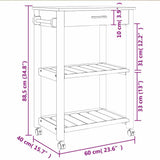 Kitchen Trolley MONZA 60x40x88.5 cm Solid Wood Pine 376092