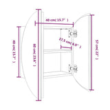 Bathroom Cabinet with Round Mirror&LED White 40x40x17.5 cm 345579