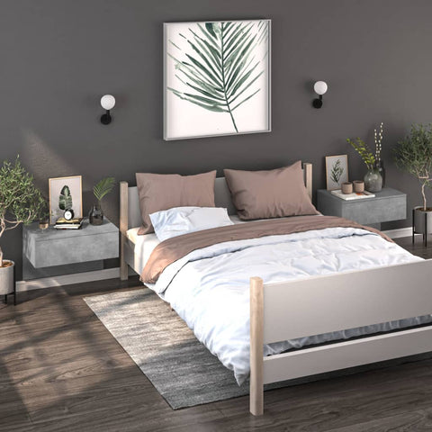 Wall-mounted Bedside Cabinets 2 pcs Concrete Grey 810944