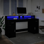 Desk with LED Lights Black 160x55x91 cm Engineered Wood 3309430