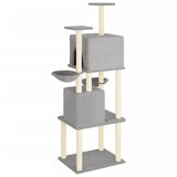 Cat Tree with Sisal Scratching Posts Light Grey 180 cm 172032