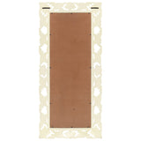 Hand Carved Mirror White 110x50 cm Solid Mango Wood 321643