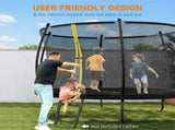 8ft Outdoor Trampoline with Enclosure Net, Spring Cover, Black T3398P425033