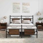 Bed Frame without Mattress Brown Oak 150x200 cm King Size Engineered Wood 4106861