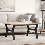 Coffee Table Y-Frame 90x90x45.5 cm Solid Wood Pine and Steel 3282775