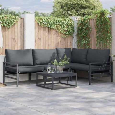 Garden Sofa Set with Cushion 6 pcs Anthracite Steel 3378987
