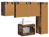 Bathroom Cabinet Set 5 pcs Smoked Oak Engineered Wood 3407315