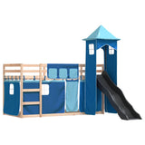 Bunk Bed without Mattress with Slide and Curtains Blue 90x200 cm 3284189