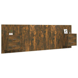 Bed Headboard with Cabinets Smoked Oak Engineered Wood 3115713
