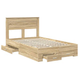 Bed Frame with Drawer Sonoma Oak 120 x 200 cm Engineered Wood 3410013