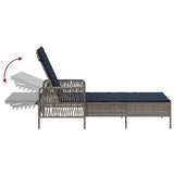 Sun Lounger Grey and Navy Blue 55 x 200 x 92 cm Poly Rattan 365431