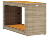 Garden Side Table with Wooden Top Beige 100x40x75 cm Poly Rattan 366308