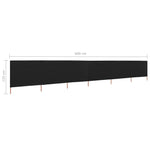 ZNTS 6-panel Wind Screen Fabric 800x80 cm Black 47172