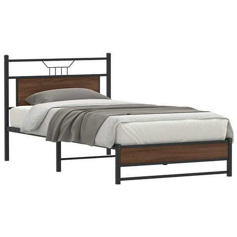 Bed Frame without Mattress Brown Oak 107x203 cm Engineered Wood 4107012