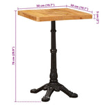 Bistro Table Brown 50 x 50 x 76 cm Solid Mango Wood 42013025